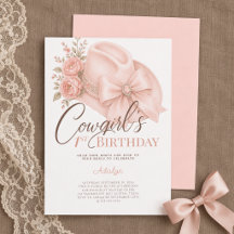 Mädchen Peach Coquette Schrift Cowgirl 1. Geburtst