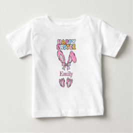 Mädchen personalisieren glückliche Ostern Bunny Pi Baby T-shirt
