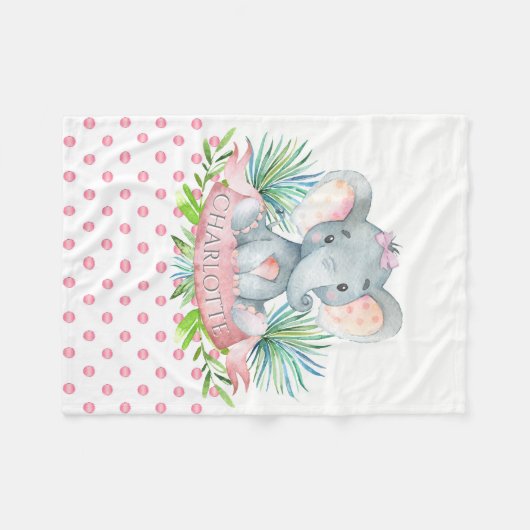 Mädchen Personalisiert Elephant Baby Blanket Fleecedecke (Vorderseite (Horizontal))