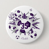 Mädchen personalisiert Fußballstars lila Button (Vorderseite)
