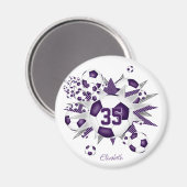 Mädchen personalisiert Fußballstars lila Magnet (Vorderseite/Rückseite)