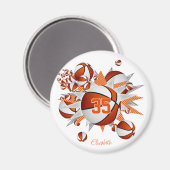 Mädchen personalisierte Basketballstars Magnet (Vorderseite/Rückseite)