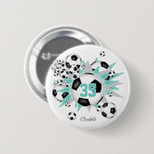 Mädchen personalisierte Fußballbälle Sterne Licht  Button (Vorne & Hinten)