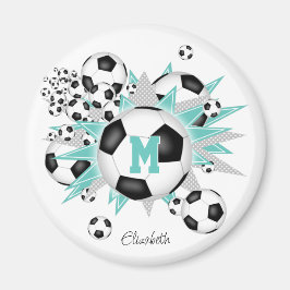 Mädchen personalisierte Fußballbälle Sterne Licht  Magnet