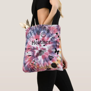 Mädchen personalisierte Name Boho Tie Dye-Tasche Tasche