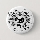 Mädchen personalisierter Fußball-Blowout Button (Vorderseite)