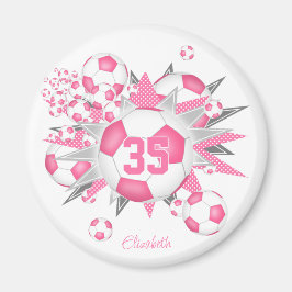 Mädchen personalisierter Fußballball-Blowout pink Magnet