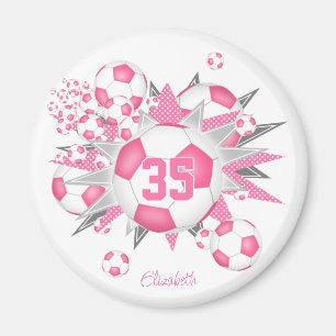 Mädchen personalisierter Fußballball-Blowout pink Magnet