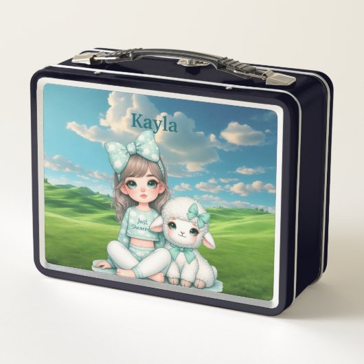 Mädchen Personalisierter Name Metal Lunchbox (Rückseite)