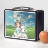 Mädchen Personalisierter Name Metal Lunchbox (Beispiel)