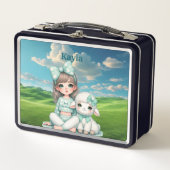 Mädchen Personalisierter Name Metal Lunchbox (Vorderseite)