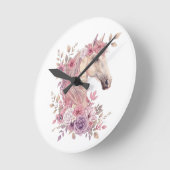 Mädchen Pferd Pastell Blumen Wanduhr (Winkel)