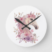 Mädchen Pferd Pastell Blumen Wanduhr (Vorderseite)
