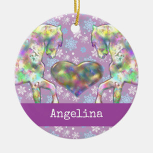 Mädchen-Pferdeweihnachtsverzierung Keramikornament