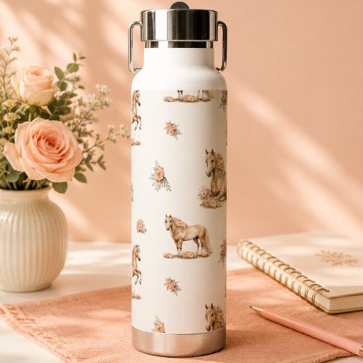 Mädchen Pfirsich Pferd Rosen Muster Trinkflasche