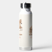 Mädchen Pfirsich Pferd Whimsical Script Monogramm Trinkflasche (Links)