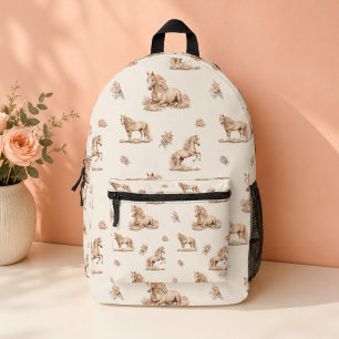 Mädchen Pfirsich Rose Pferd Muster Bedruckter Rucksack