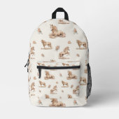 Mädchen Pfirsich Rose Pferd Muster Bedruckter Rucksack (Vorderseite)