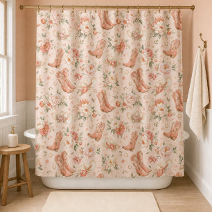 Mädchen Pfirsich Western Coquette Shabby Chic Duschvorhang