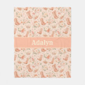 Mädchen Pfirsich Western Coquette Shabby Chic Mono Fleecedecke (Vorderseite)
