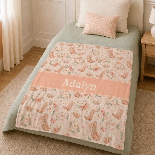 Mädchen Pfirsich Western Coquette Shabby Chic Mono Fleecedecke