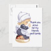 Mädchen Pilgrim betet zu Jesus Postkarte (Vorne/Hinten)