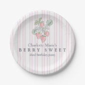 Mädchen Pink Berry Sweet Erdbeere Pappteller (Vorderseite)