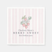 Mädchen Pink Berry Sweet Erdbeere Serviette (Vorderseite)