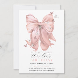Mädchen Pink Bow Geburtstag Pink Schmetterlinge je Einladung