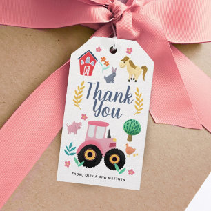 Mädchen Pink Danke Farm Baby Dusche Gefallen Geschenkanhänger