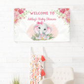Mädchen Pink Elephant Floral Custom Baby Dusche Banner (Insitu)
