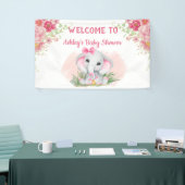 Mädchen Pink Elephant Floral Custom Baby Dusche Banner (Messeveranstaltung)