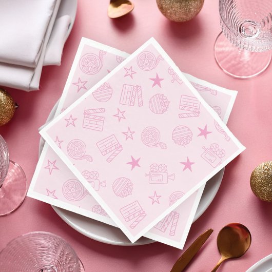 Mädchen-Pink-Filmnacht-Servietten Serviette
