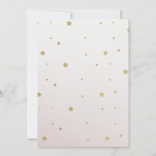 Mädchen Pink Gold Wir sind über dem Mond Baby Dusc Einladung (Rückseite)