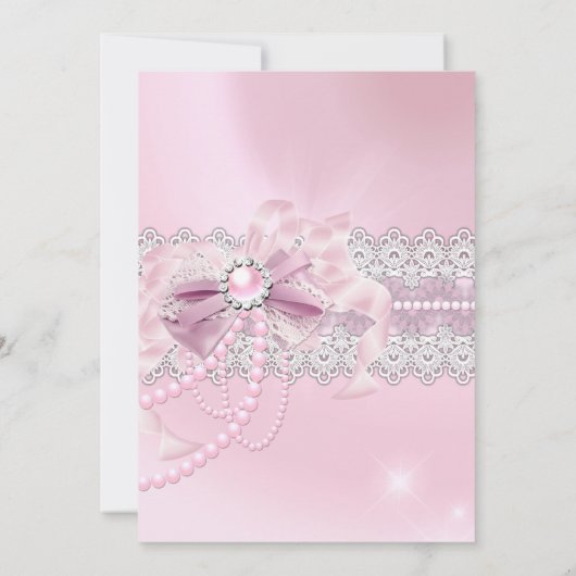 Mädchen Pink Pearl Bow Kreuz Heilige Kommune Einladung (Rückseite)