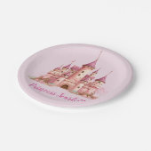 Mädchen Pink Princess Geburtstag Personalisiert Pappteller (Schrägansicht)