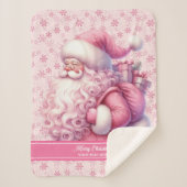Mädchen Pink Santa Name Blanket Urlaub Pinkmas Sherpadecke (Vorderseite)
