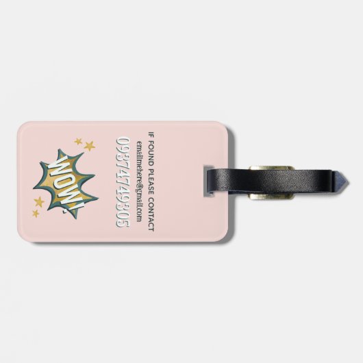 Mädchen Pink Superhero Monogramm und Name Kinder Gepäckanhänger (Rückseite horizontal)