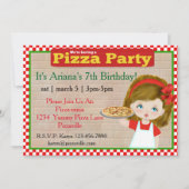 Mädchen-Pizza-Party Einladung (Vorderseite)