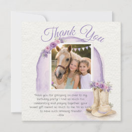 Mädchen Pony Cowgirl Geburtstagsfoto Danke Karte