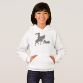 Mädchen-Pony-Pferdewelpen-HundeSilhouette Hoodie (Vorne ganz)