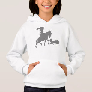 Mädchen-Pony-Pferdewelpen-HundeSilhouette Hoodie