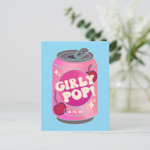 Mädchen-Pop-Kirschen-Soda-Dose Retro Y2K Rosa Postkarte