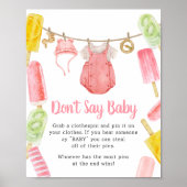 Mädchen Popsicle Baby Dusche Say Baby nicht Poster (Vorne)