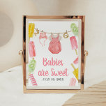 Mädchen Popsicle Babydusche Babys sind süß Poster<br><div class="desc">Mit dieser Popsicle Baby Dusche machen Sie Ihre Veranstaltung ganz besonders mit unserem niedlichen und liebevoll bedruckbaren Babys Sweet Sign mit einem bezaubernden Baby Clothes Baby Shower Thema. Laden Sie diese Touch herunter,  personalisieren Sie sie und schaffen Sie bleibende Erinnerungen! BS1078</div>