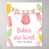 Mädchen Popsicle Babydusche Babys sind süß Poster (Vorne)