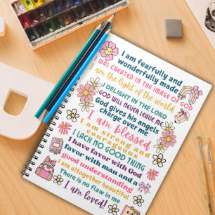 Mädchen positive Bejahungsschrift Notizblock