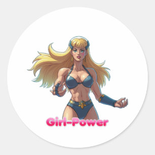 Mädchen-Power-Aufkleber Runder Aufkleber