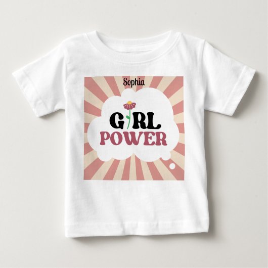 MÄDCHEN POWER. Bearbeitbarer Name Baby T-shirt (Vorderseite)