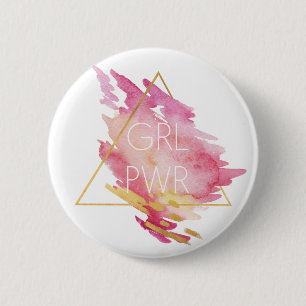 Mädchen-Power im Rosa u. im Gold - abstrakter Button
